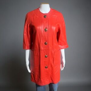 Vintage Chic Red Leather Jacket for Women